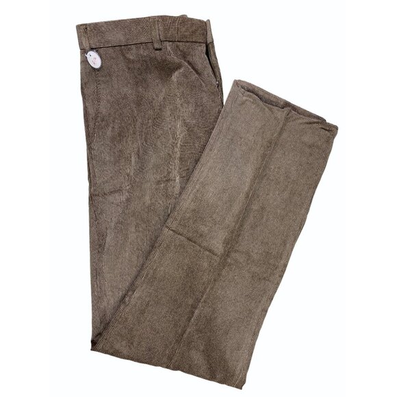 Linea Naturale Men’s Dress Pants 38x37 Flat Front Brown Raw Hem New Without Tags - Picture 1 of 10